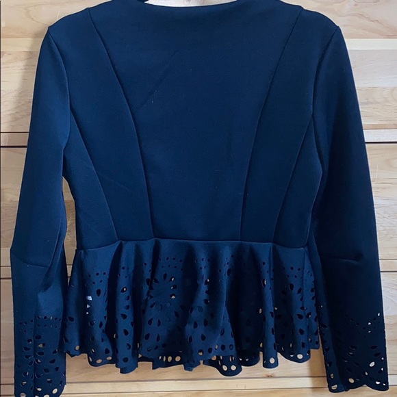 SHEIN Laser Cut Zip Up Stretch Peplum Jacket - Picture 7 of 7